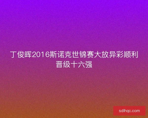 丁俊晖2016斯诺克世锦赛大放异彩顺利晋级十六强
