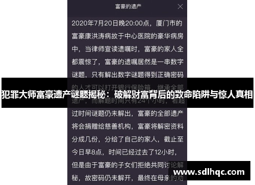 犯罪大师富豪遗产谜题揭秘：破解财富背后的致命陷阱与惊人真相